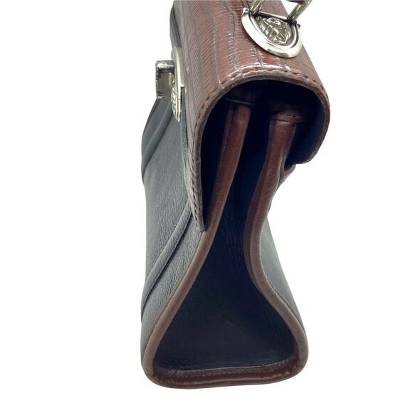 Brighton Handbag Purse Retro Women's Black Brown Leather Classic 8"x 9"x 3.5" - Picture 3 of 16